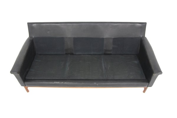 3-Seater Scandinavian Leather Sofa, Sweden, 1960s-GEK-1730137