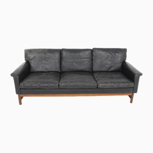 3-Seater Scandinavian Leather Sofa, Sweden, 1960s-GEK-1730137