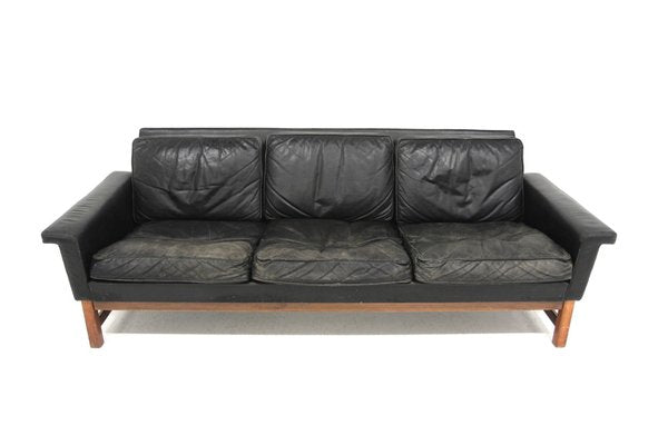 3-Seater Scandinavian Sofa in Leather, Sweden, 1960s-GEK-1785619