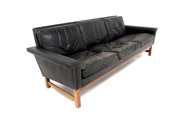 3-Seater Scandinavian Sofa in Leather, Sweden, 1960s-GEK-1785619