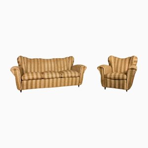 3-Seater Sofa and Armchair, 1950s, Set of 2-KNM-1304814