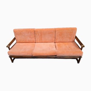 3-Seater Sofa in Bamboo and Leather by Lyda Levi for McGuire, 1980s-OHK-1822830