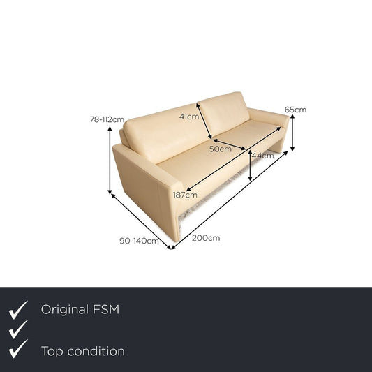 3-Seater Sofa in Cream Leather from FSM