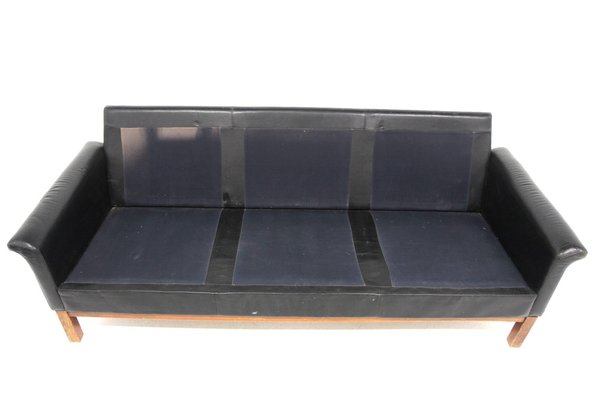 3-Seater Sofa in Leather, Sweden, 1960s-GEK-1794938