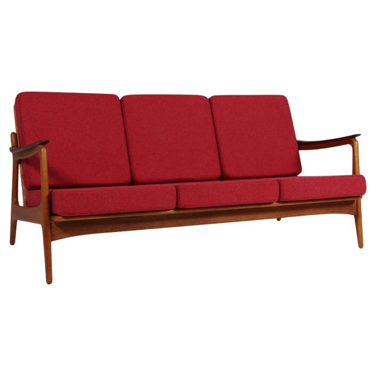 3-Seater Sofa in Oak and Teak attributed to Johannes Andersen, Denmark, 1960s