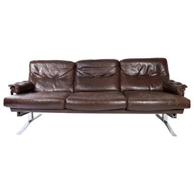 3-Seater Sofa in Patinated Brown Leather by Arne Norell, 1970s-UY-952722