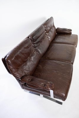 3-Seater Sofa in Patinated Brown Leather by Arne Norell, 1970s-UY-952722