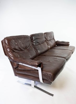 3-Seater Sofa in Patinated Brown Leather by Arne Norell, 1970s-UY-952722