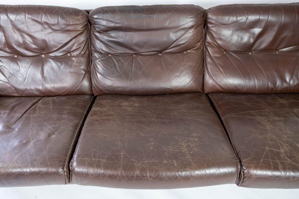 3-Seater Sofa in Patinated Brown Leather by Arne Norell, 1970s-UY-952722