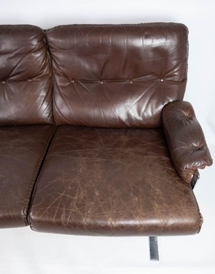 3-Seater Sofa in Patinated Brown Leather by Arne Norell, 1970s-UY-952722