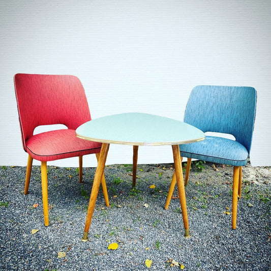 3 Series Cocktail Chairs and Kidney Table Set, 1950s, Set of 3