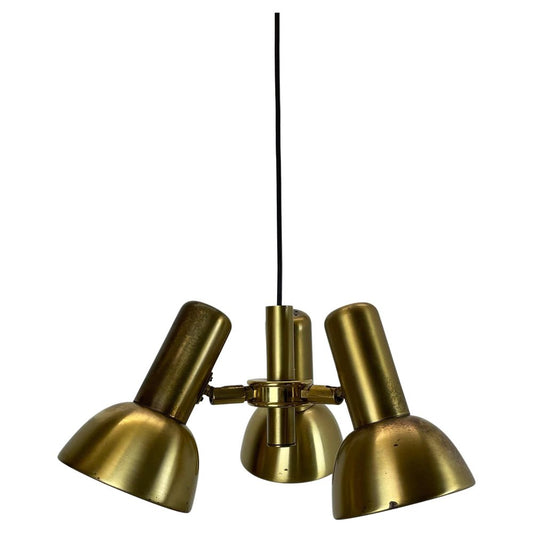 3-Spot Brass Tone Hanging Light by Koch and Lowy for OMI Lighting, Germany, 1970s