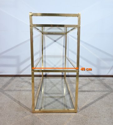 3-Tier Shelf in Brass and Glass in the style of Vandel, 1970s-RVK-1751815