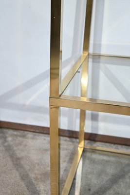 3-Tier Shelf in Brass and Glass in the style of Vandel, 1970s-RVK-1751815