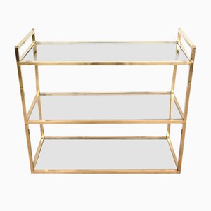 3-Tier Shelf in Brass and Glass in the style of Vandel, 1970s-RVK-1751815