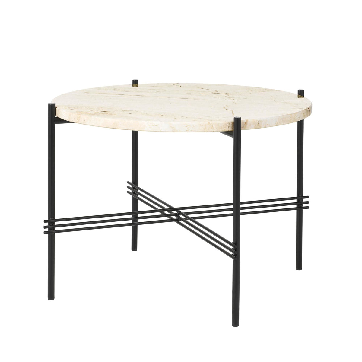 TS Coffee Table Round Ø55 Polished Steel/White Carrara Marble
