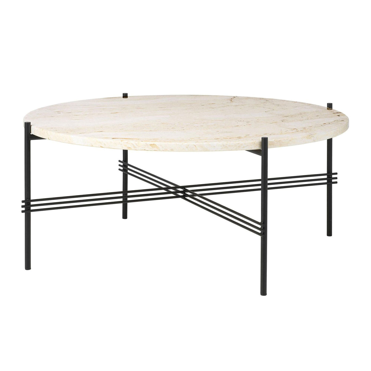 TS Coffee Table Round Ø80 Black/ Brown Emperador Marble