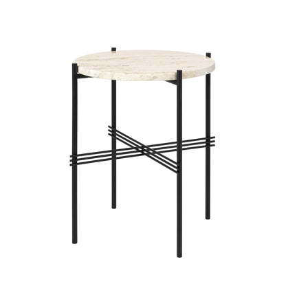 TS Side Table Round Ø40 Polished Steel/White Carrara Marble