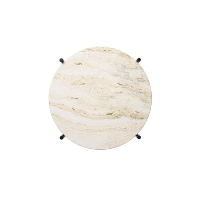 TS Side Table Round Ø40 Black/ White Travertine