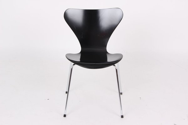 3107 Black Chairs by Arne Jacobsen for Fritz Hansen, 1950s, Set of 4-DQ-1818618