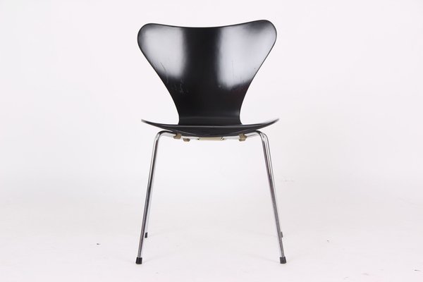 3107 Black Chairs by Arne Jacobsen for Fritz Hansen, 1950s, Set of 4-DQ-1818618