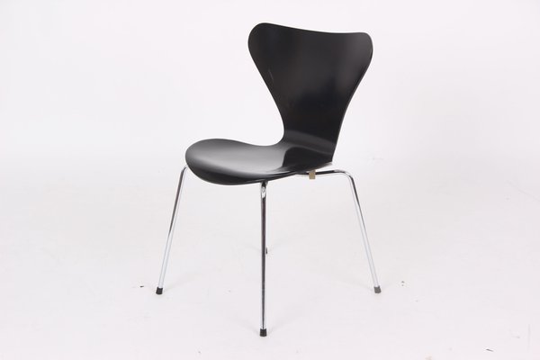 3107 Black Chairs by Arne Jacobsen for Fritz Hansen, 1950s, Set of 4-DQ-1818618