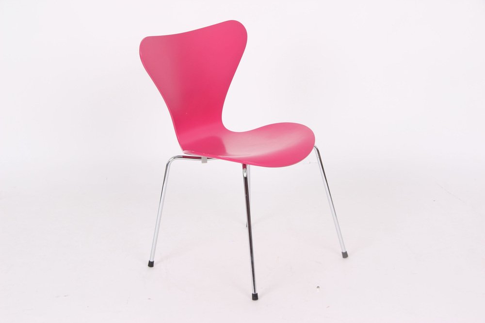 3107 Pink Chairs by Arne Jacobsen for Fritz Hansen, 1995, Set of 4