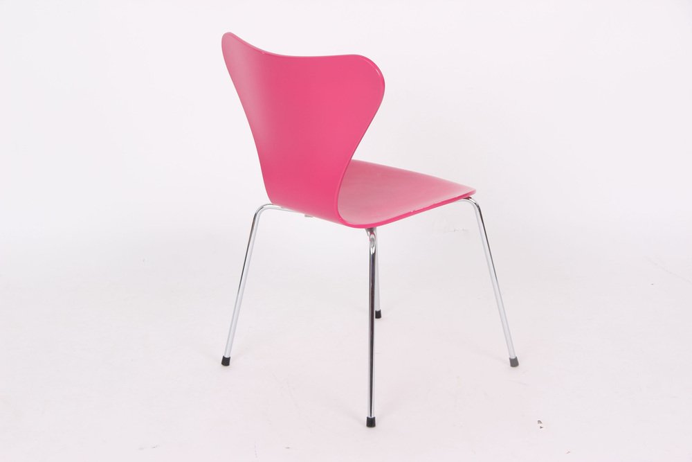 3107 Pink Chairs by Arne Jacobsen for Fritz Hansen, 1995, Set of 4