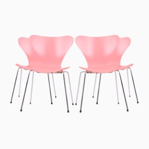 3107 Pink Chairs by Arne Jacobsen for Fritz Hansen, 1995, Set of 4-DQ-1820088