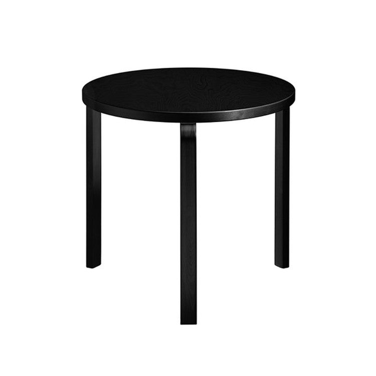 [국내재고/B급] AALTO 90B - Round wooden table / Top-Black Linoleum
