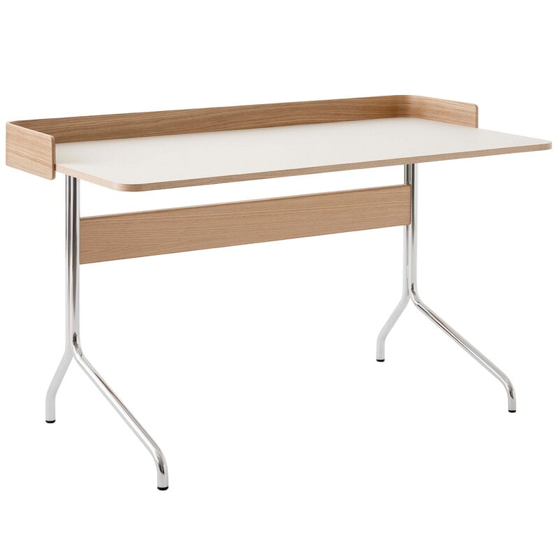 Pavilion AV17 desk by &Tradition #mushroom linoleum - oak - chrome #