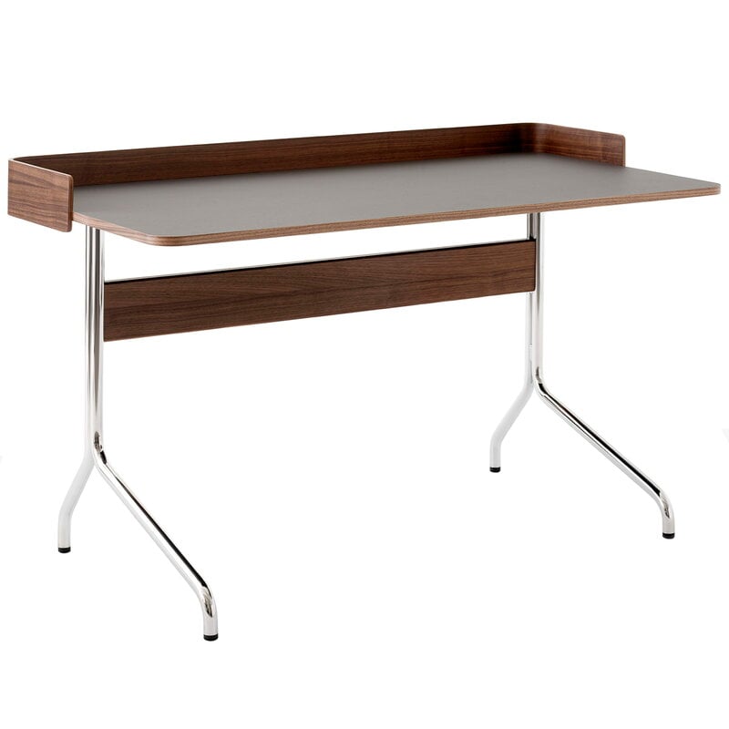 Pavilion AV17 desk by &Tradition #iron linoleum - walnut - chrome #