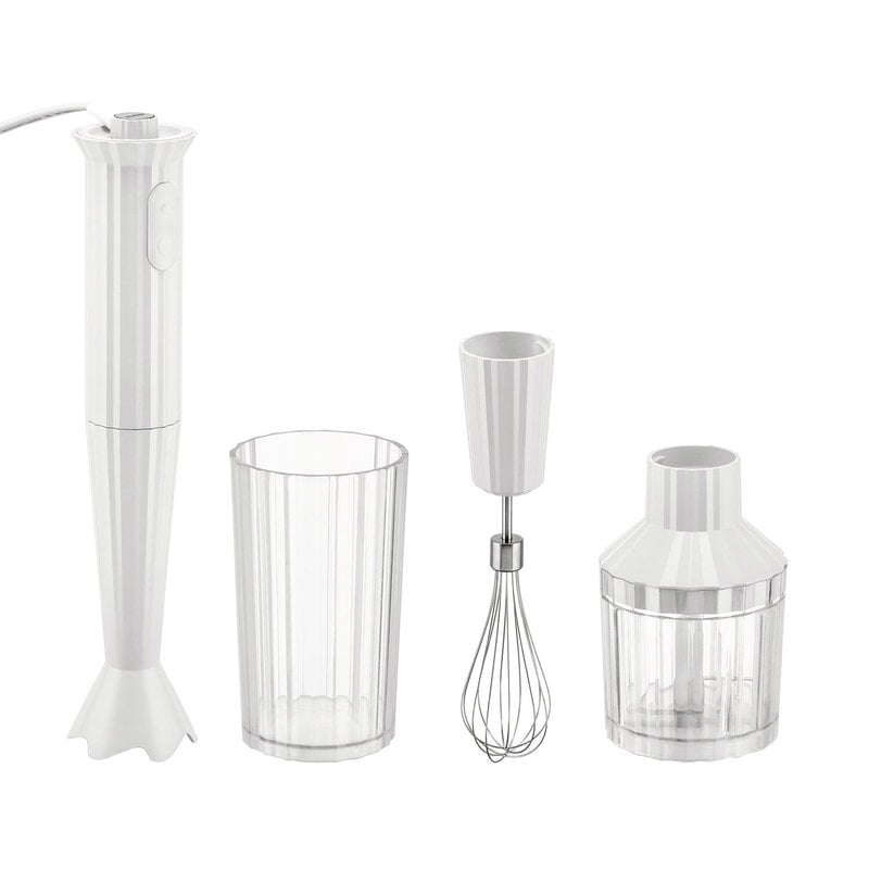 Plissé hand blender with whisk and chopper by Alessi #white #