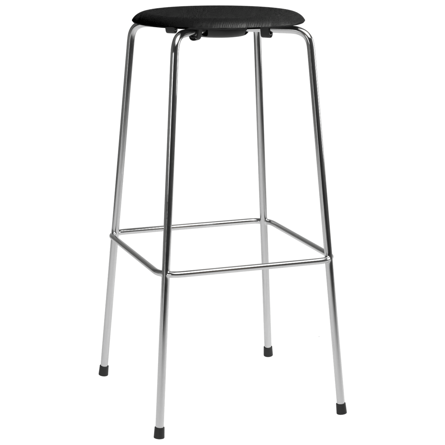 High Dot™ - M3170 Bar Stool W. 4 Legs by Fritz Hansen #M3170 Bar stool w. 4 legs / Coloured Veneer / Black (195) / Steel / Chrome