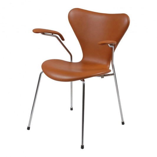 3207 Armchair in Cognac Leather by Arne Jacobsen for Fritz Hansen