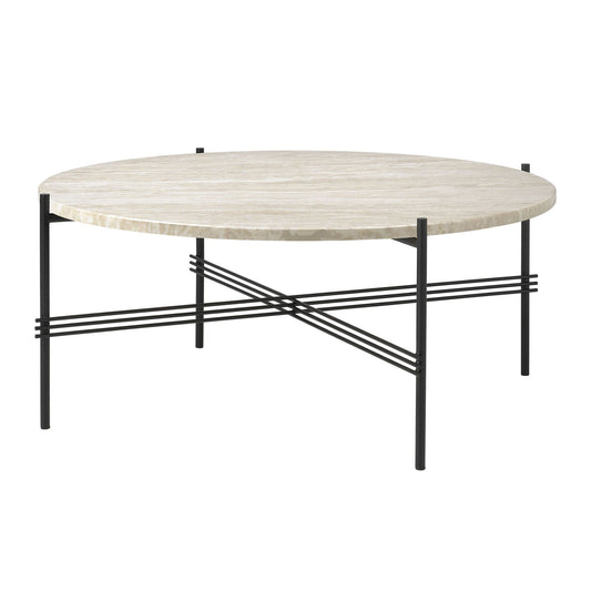 TS Outdoor Coffee Table Round Ø80 White Travertine/Black