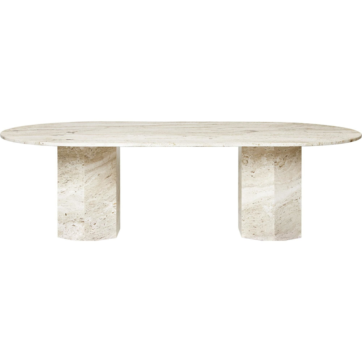 Epic Dining Table Elliptical White Travertine