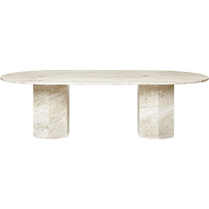Epic Dining Table Elliptical White Travertine