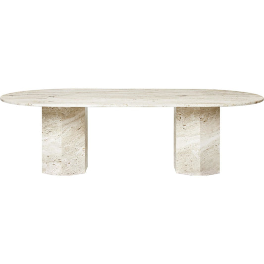 Epic Dining Table Elliptical White Travertine