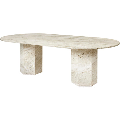 Epic Dining Table Elliptical White Travertine
