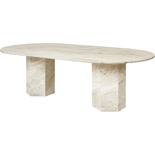 Epic Dining Table Elliptical White Travertine