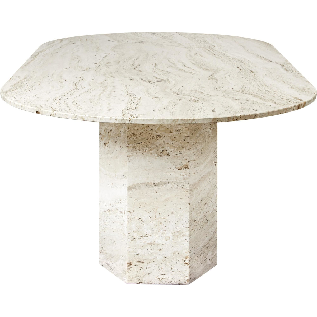 Epic Dining Table Elliptical White Travertine