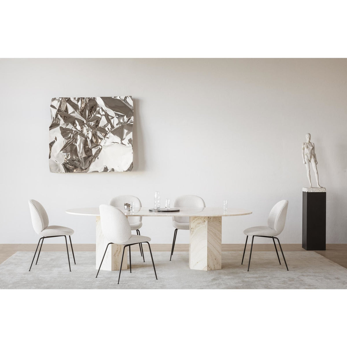 Epic Dining Table Elliptical White Travertine