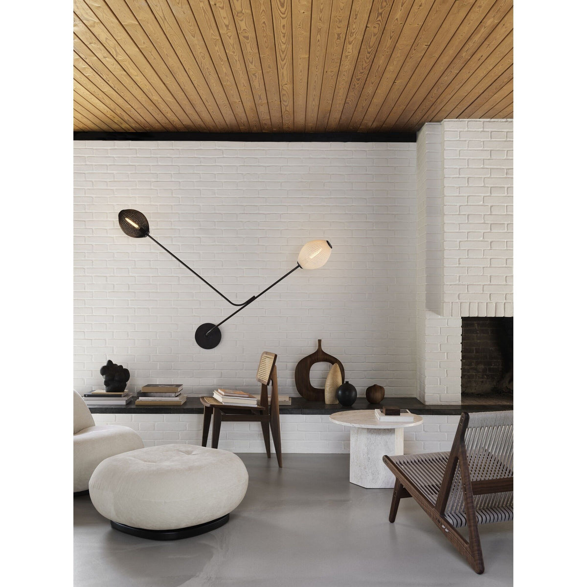 Satellite Wall Lamp Hardwired Cream White Semi Matt