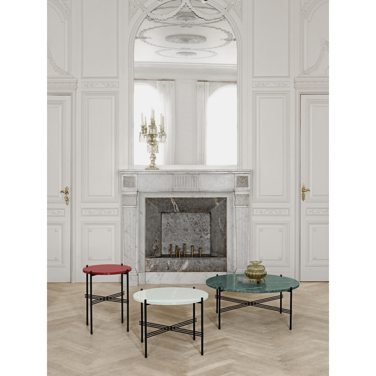 TS Coffee Table Round Ø80 Black/ Gray Emperador Marble