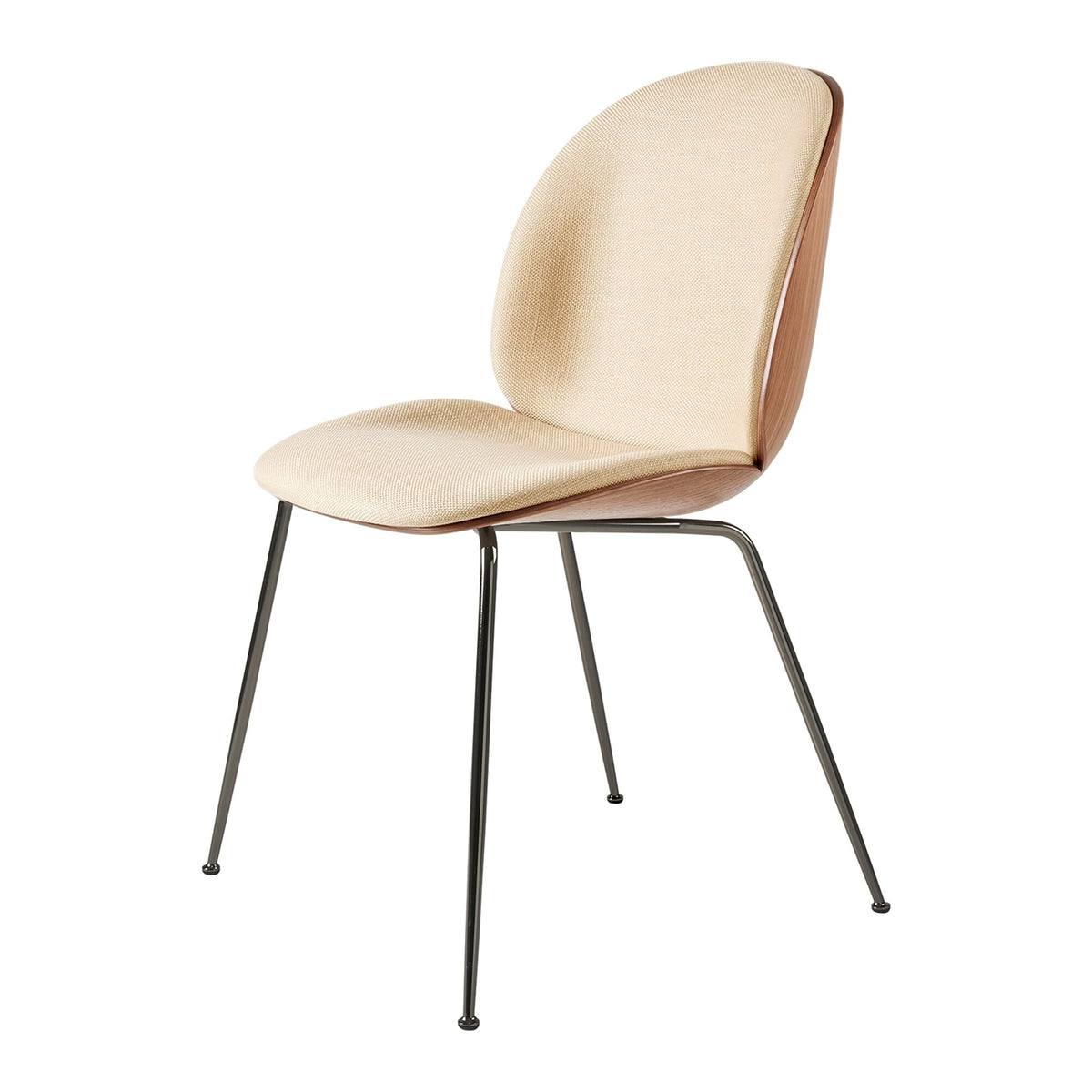 Beetle Dining Chair Veneer Shell Belsuede Special FR 132 With Legs In Antique Brass