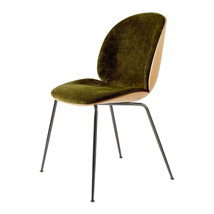 Beetle Dining Chair Veneer Shell Leather Army With Legs In Antique Brass