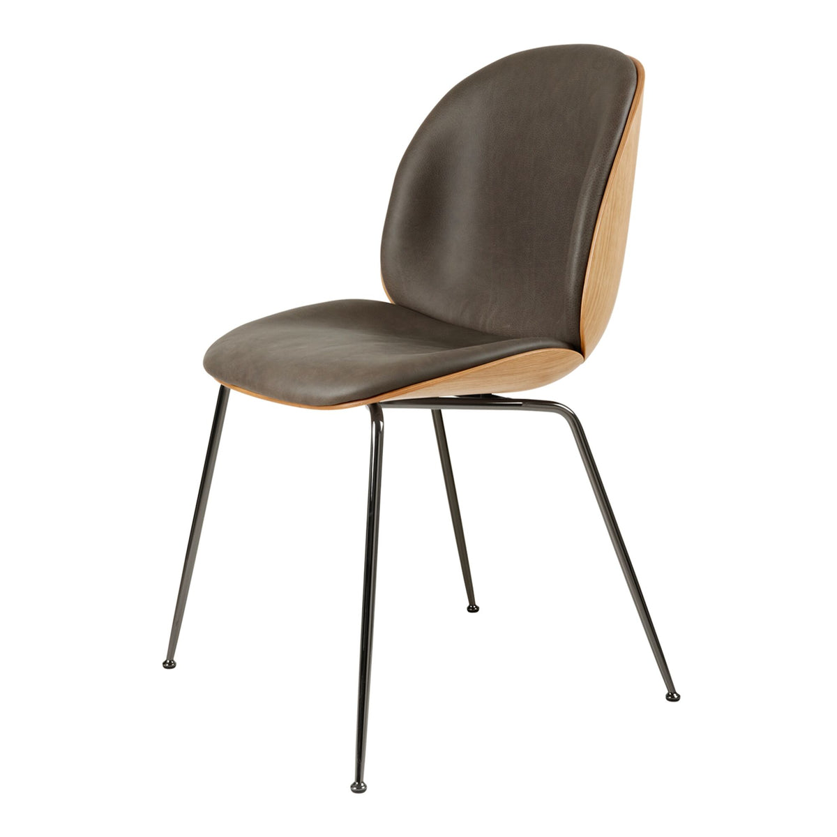 Beetle Dining Chair Veneer Shell Belsuede Special FR 132 With Legs In Antique Brass