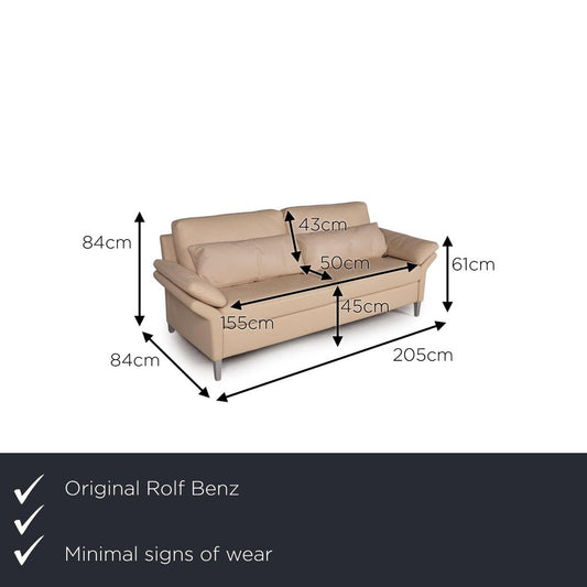 3300 Cream Leather 3-Seater Sofa from Rolf Benz