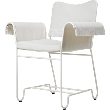 Tropique Dining Chair With Fringes White/ Leslie Stripe 20